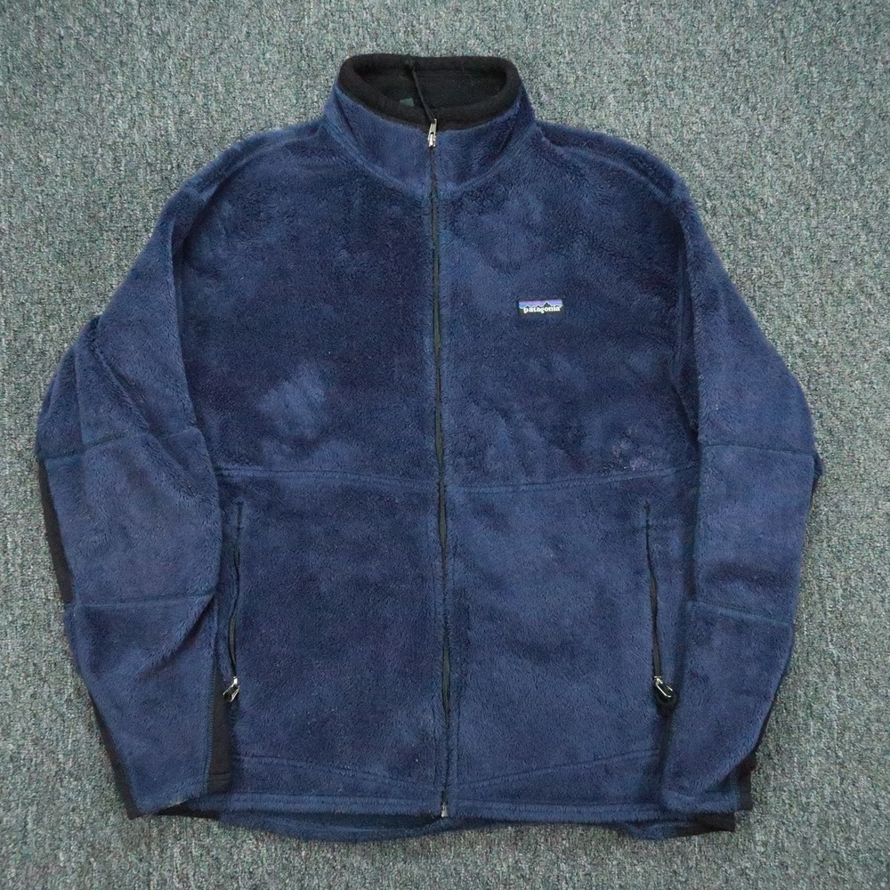 VINTAGE Patagonia Jacket Mens Large Blue R2 Fleece Polartec Full Zip Pockets USA